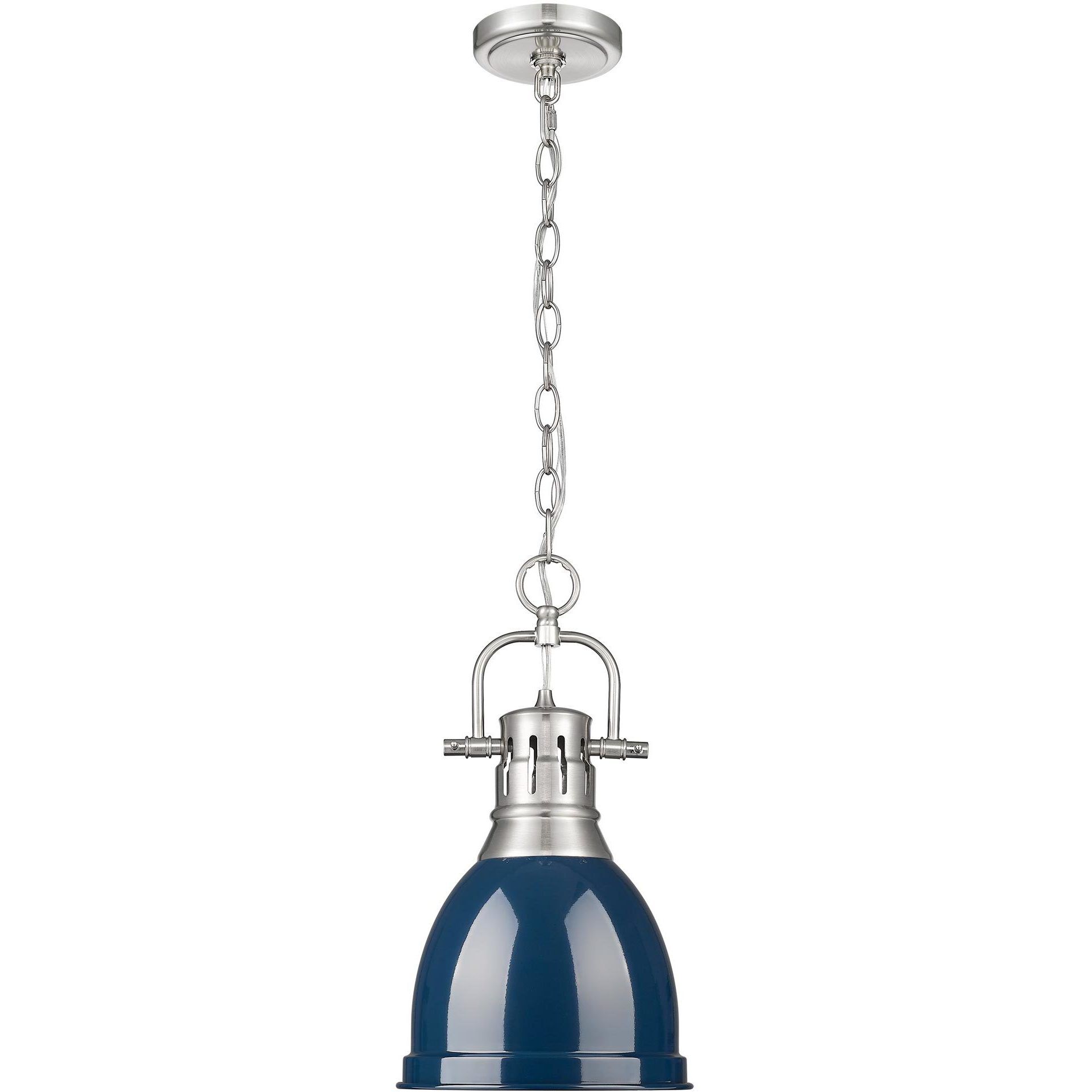 Yep Duncan 1 Light 8.88 inch Pewter Pendant Ceiling Light in Navy, Small