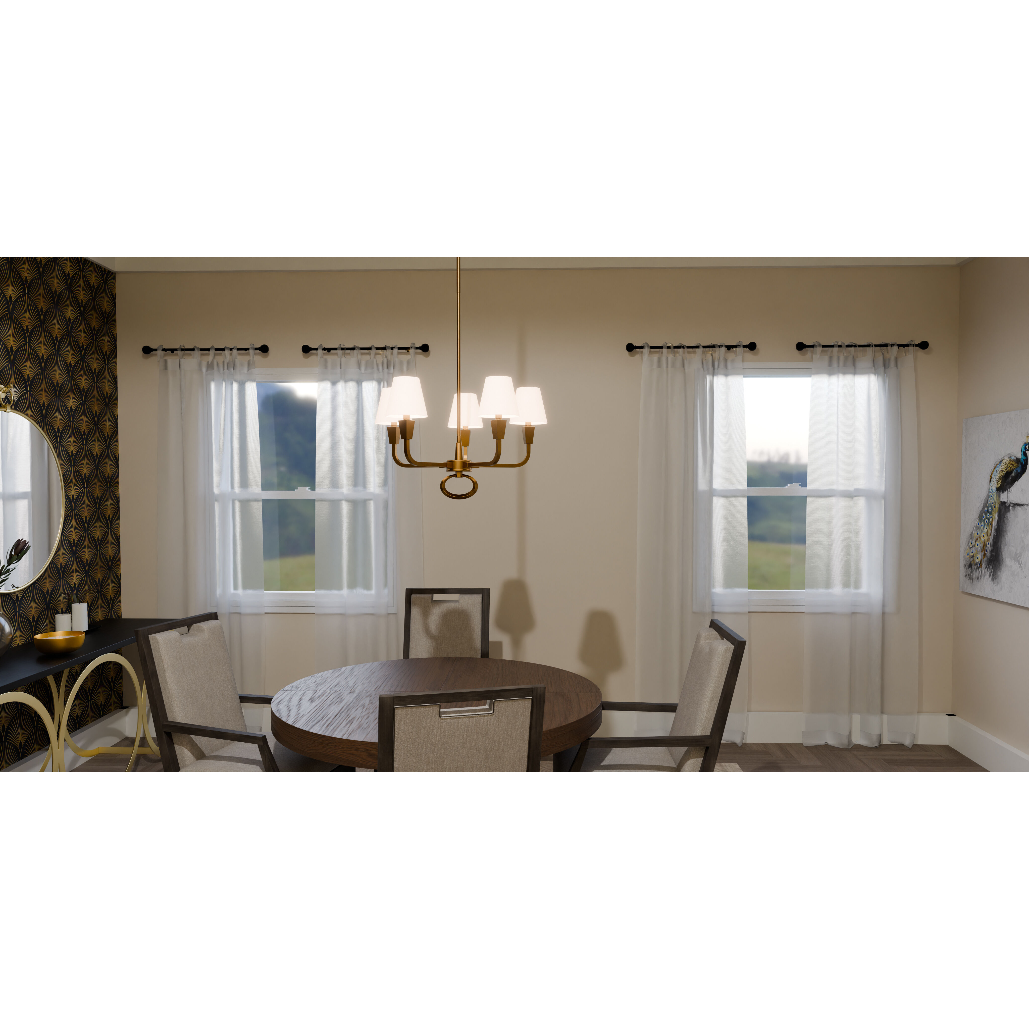 Mallory 5 Light 26 inch Weathered Brass Chandelier Ceiling Light