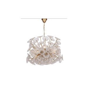 Floral 8 Light 28 inch Gold with Glass Chandelier Ceiling Light