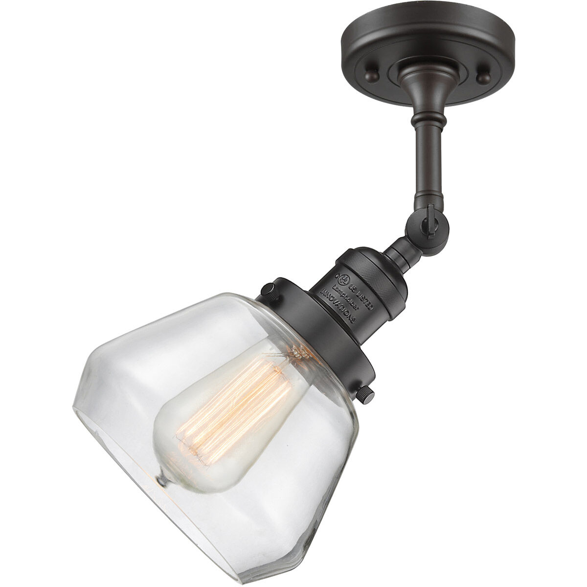 Franklin Restoration Fulton 1 Light 7 inch Oil Rubbed Bronze Semi-Flush Mount Ceiling Light in Clear Glass, Franklin Restoration