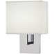 GK 1 Light 7 inch Chrome ADA Wall Sconce Wall Light in White Fabric