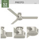 Presto 52 inch Matte Nickel Ceiling Fan