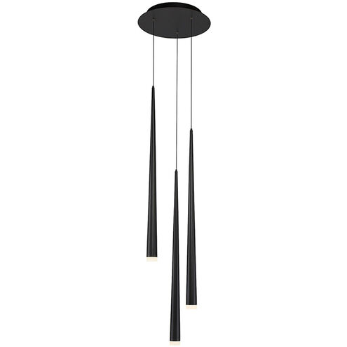 Cascade LED 12 inch Black Multi-Light Pendant Ceiling Light in 3, Round, 28in.