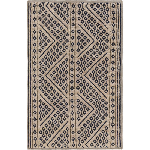 Rowan 36 X 24 inch Navy, Dark Brown, Khaki, Cream Rug