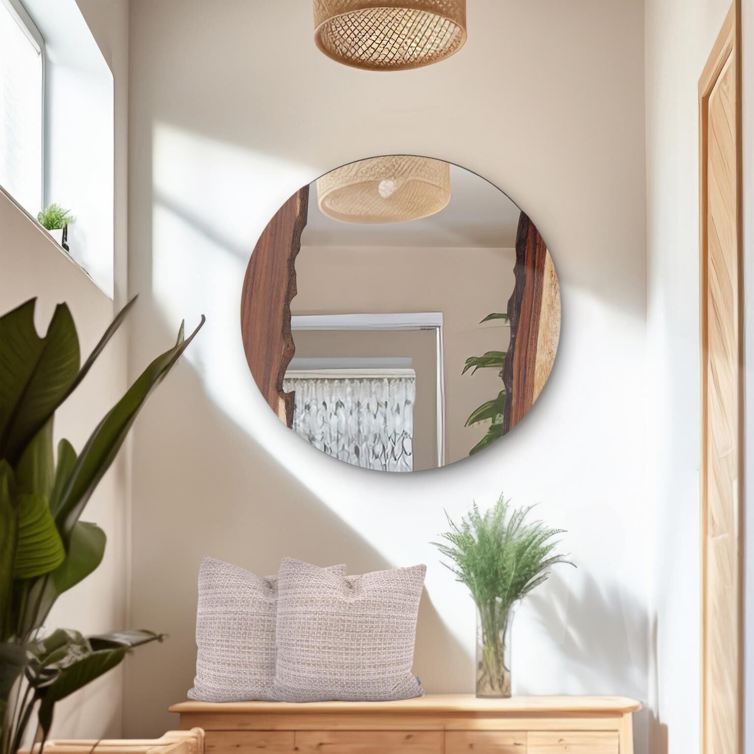 Laguna 37 X 37 inch Natural Wood Mirror