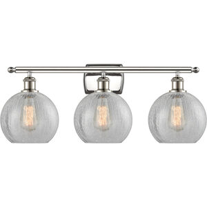 Ballston Athens 3 Light 26 inch Polished Nickel Bath Vanity Light Wall Light in Clear Crackle Glass, Ballston