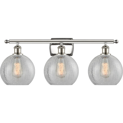 Ballston Athens 3 Light 26 inch Polished Nickel Bath Vanity Light Wall Light in Clear Crackle Glass, Ballston