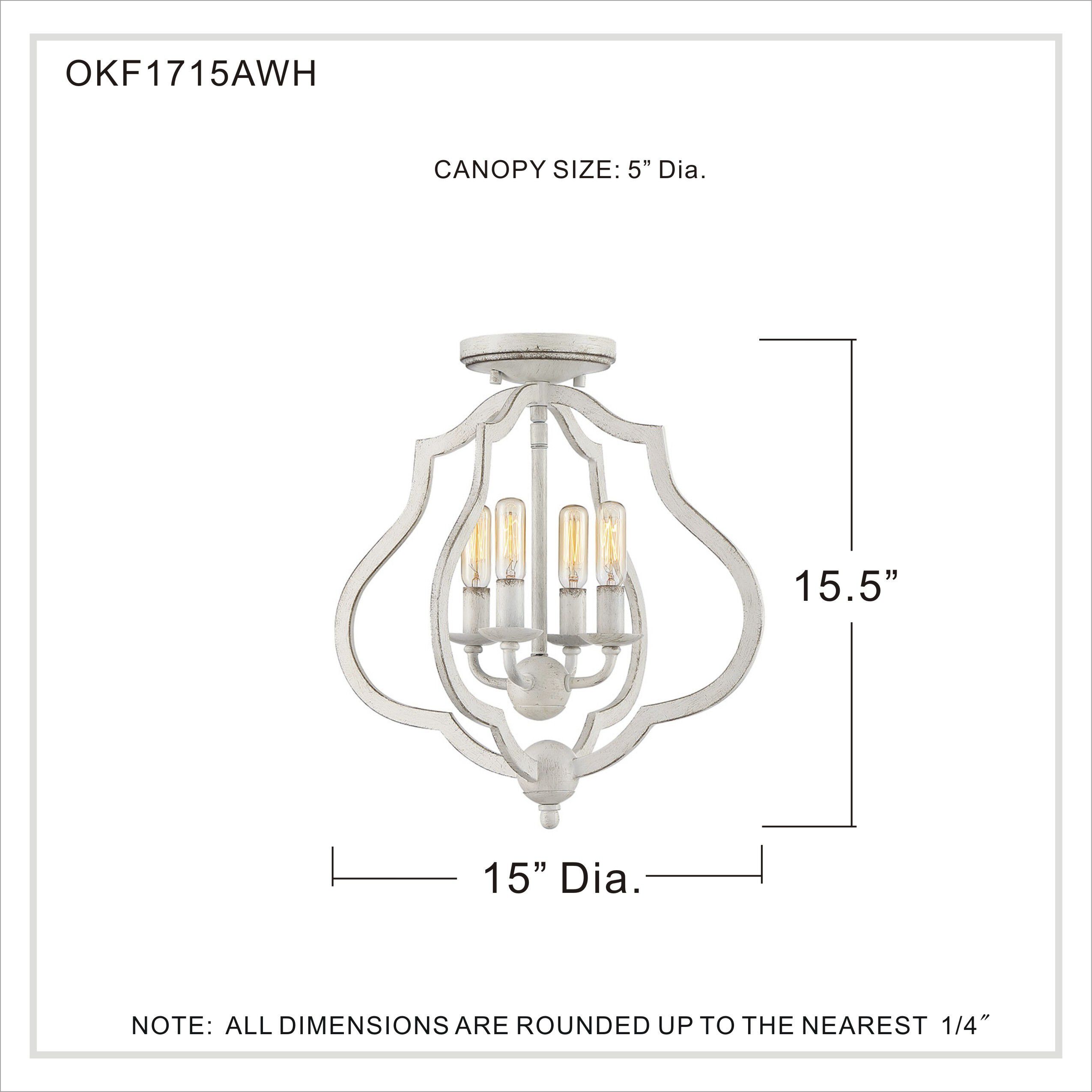 O'Keefe 4 Light 15 inch Antique White Semi-Flush Mount Ceiling Light