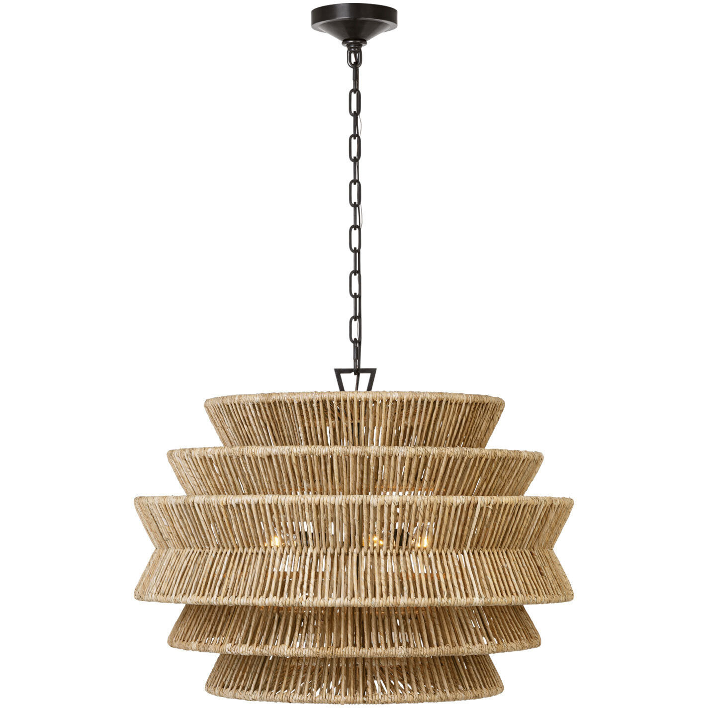 Chapman & Myers Antigua LED 30 inch Bronze and Natural Abaca Drum Chandelier Ceiling Light, Medium