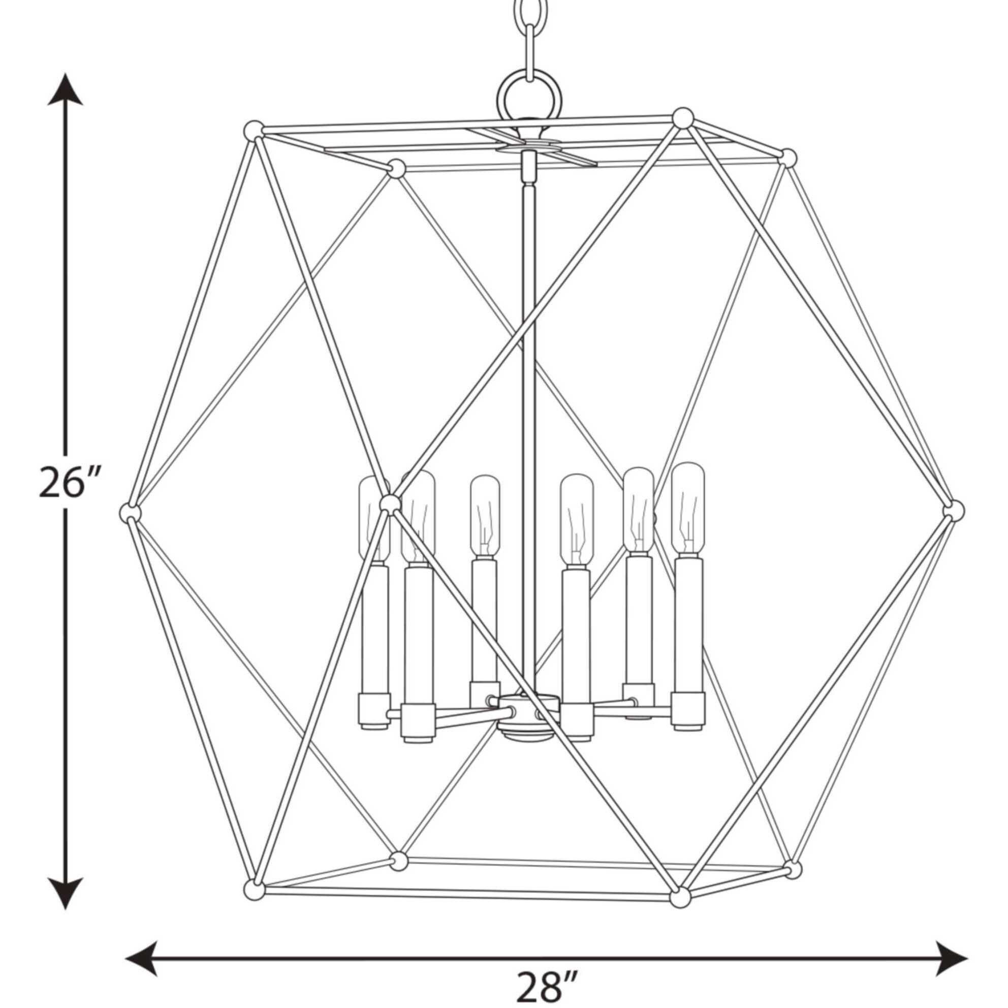 Spatial 6 Light Matte Black Pendant Ceiling Light, Design Series