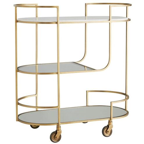 Trainor Antique Brass Bar Cart