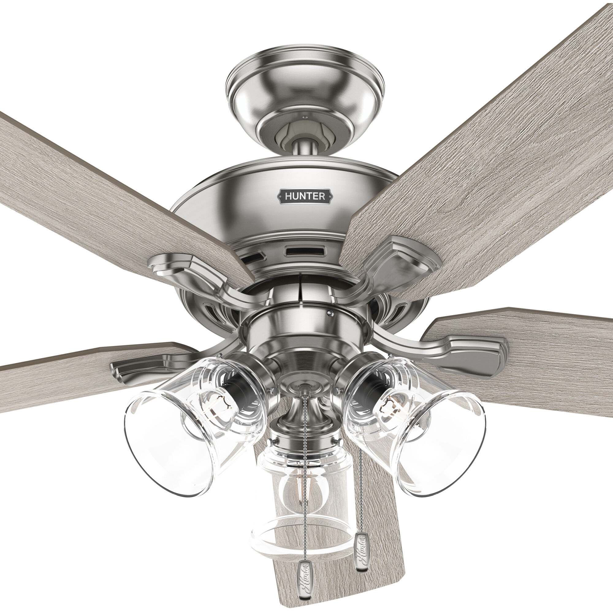 Rosner 52 inch Brushed Nickel with Light Gray Oak/Warm Grey Oak Blades Ceiling Fan