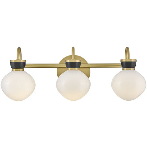 Lucy 3 Light 25 inch Lacquered Brass with Black Bath Light Wall Light