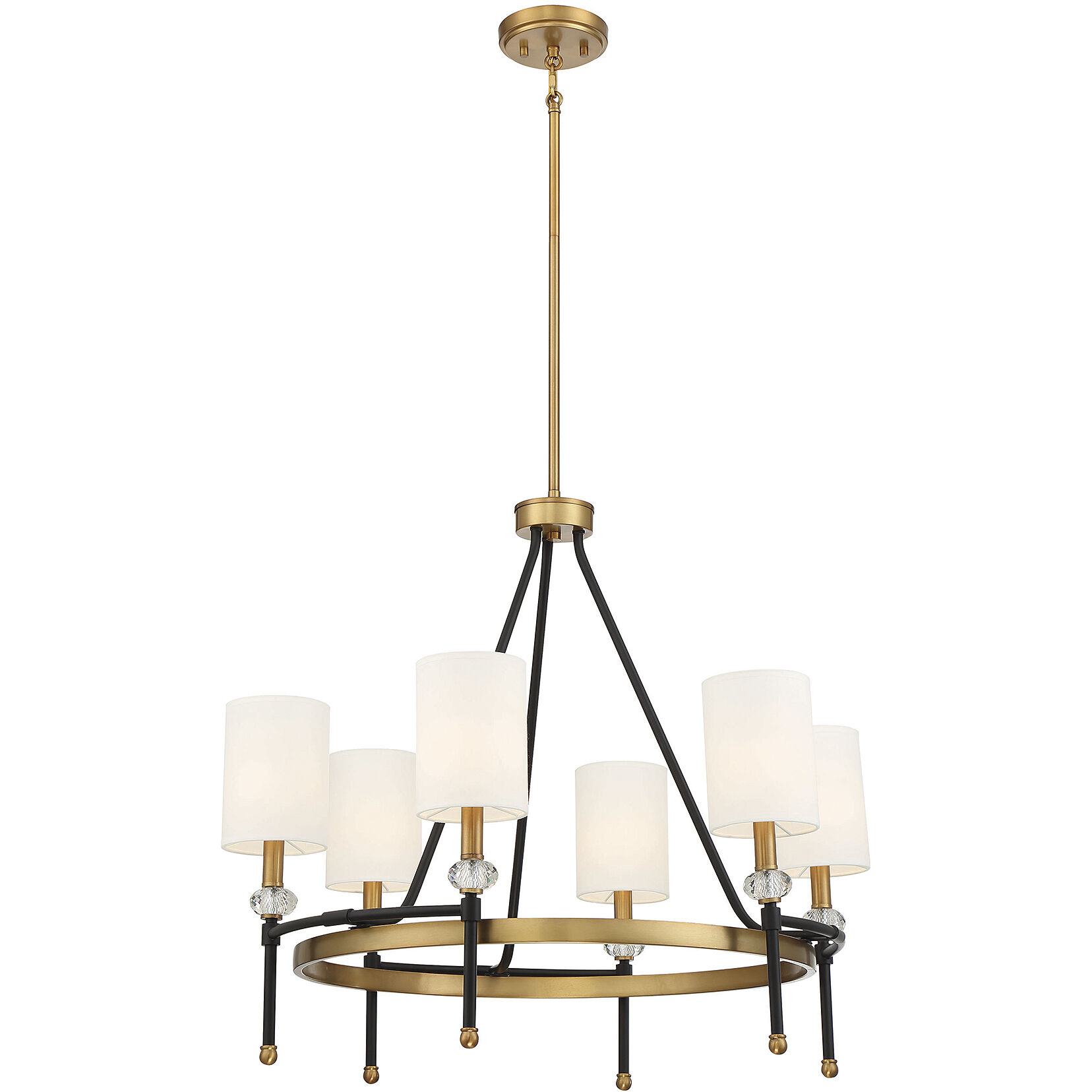 Tivoli 6 Light 28 inch Black with Warm Brass Accents Chandelier Ceiling Light