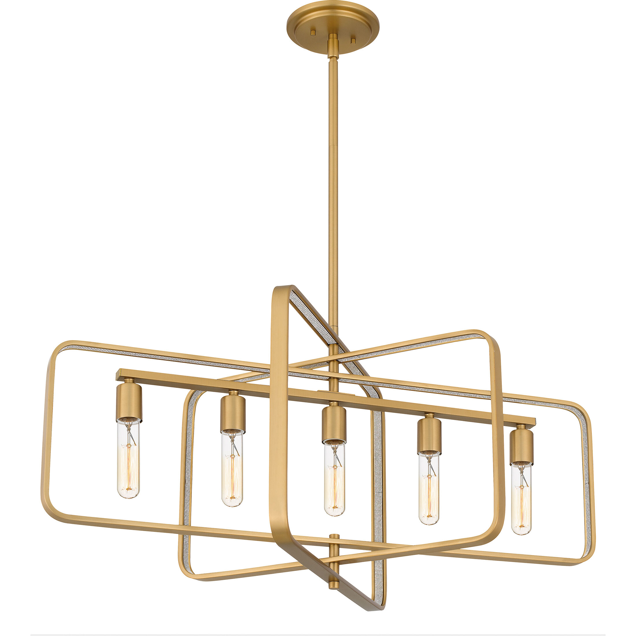 Dupree 5 Light 34 inch Brushed Weathered Brass Island Light Ceiling Light