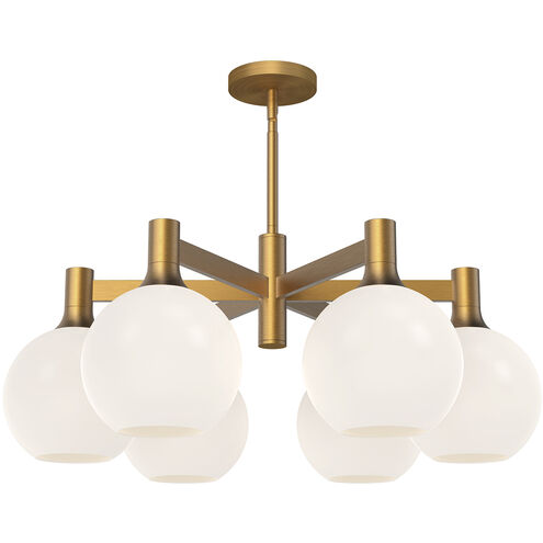 Alora Mood Castilla 6 Light 29.5 inch Aged Gold Chandelier Ceiling Light in Opal Glass