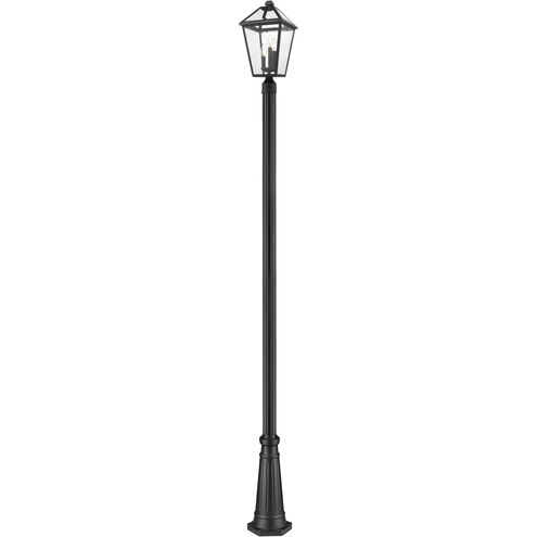 Talbot 3 Light 114 inch Black Outdoor Post Mounted Fixture in Clear Beveled Glass