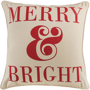 Merry and Bright 20 X 20 inch White with Red Pillow