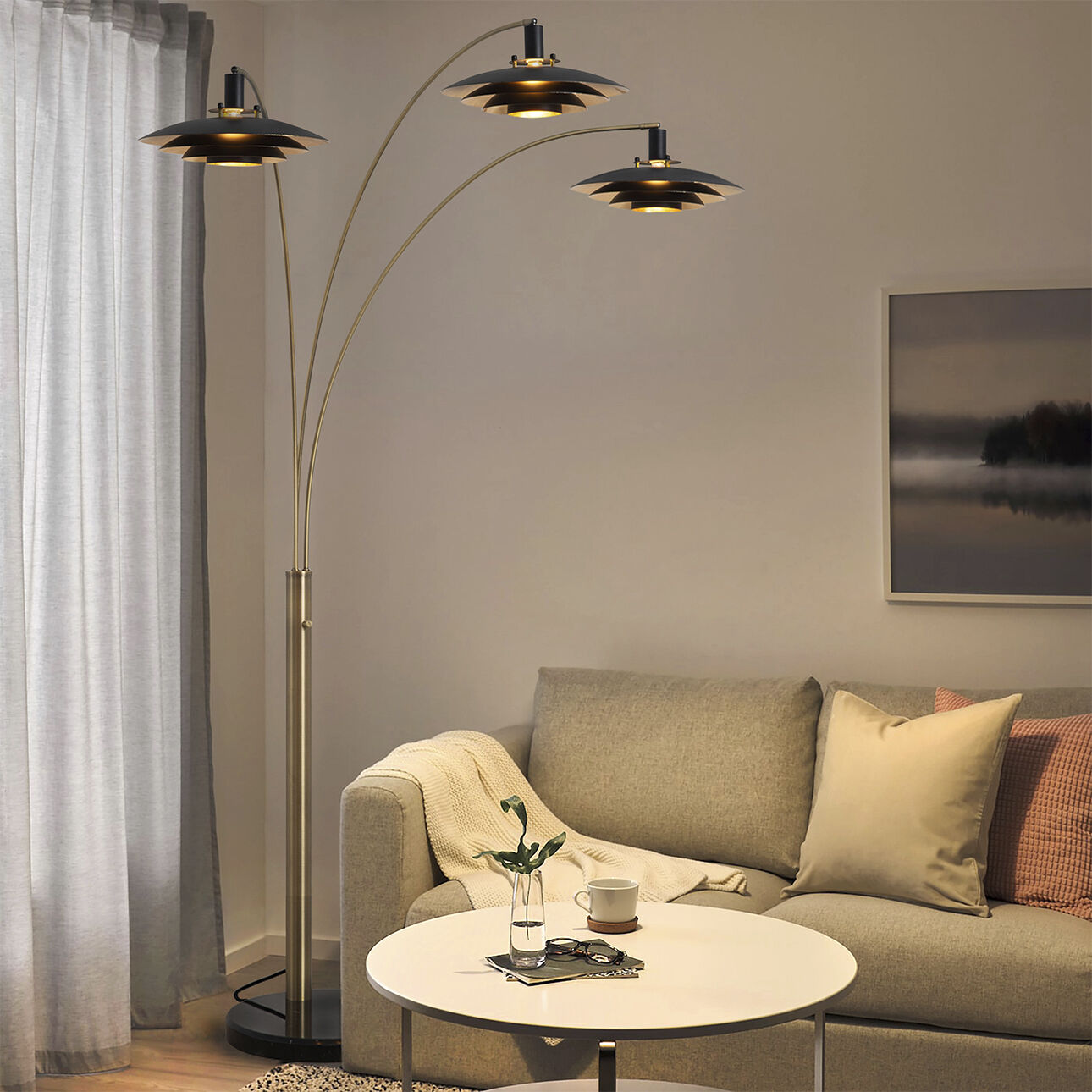 Rancho Mirage 87 inch 60.00 watt Weathered Brass and Black Arc Floor Lamp Portable Light