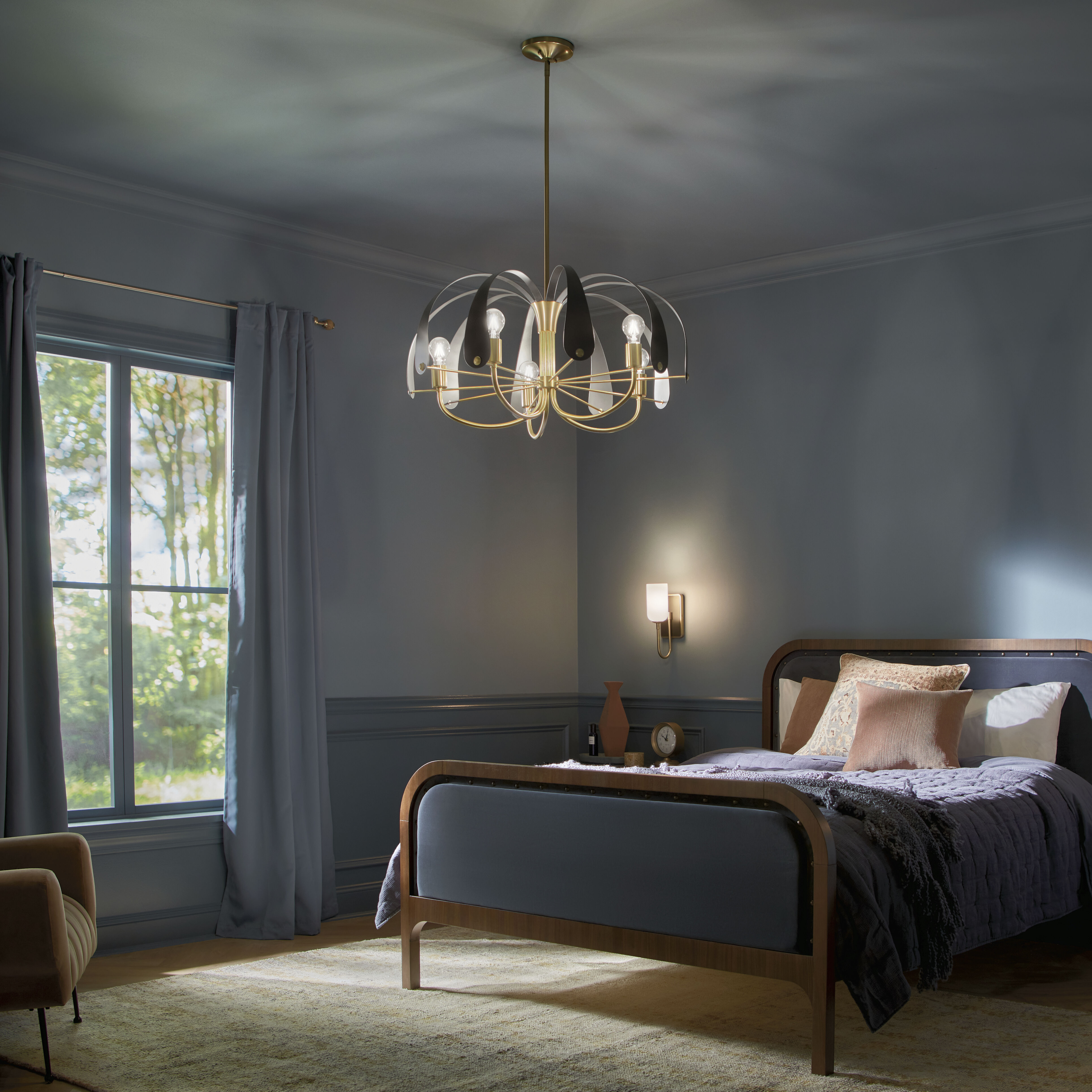 Petal LED 31 inch Champange White Chandelier Ceiling Light