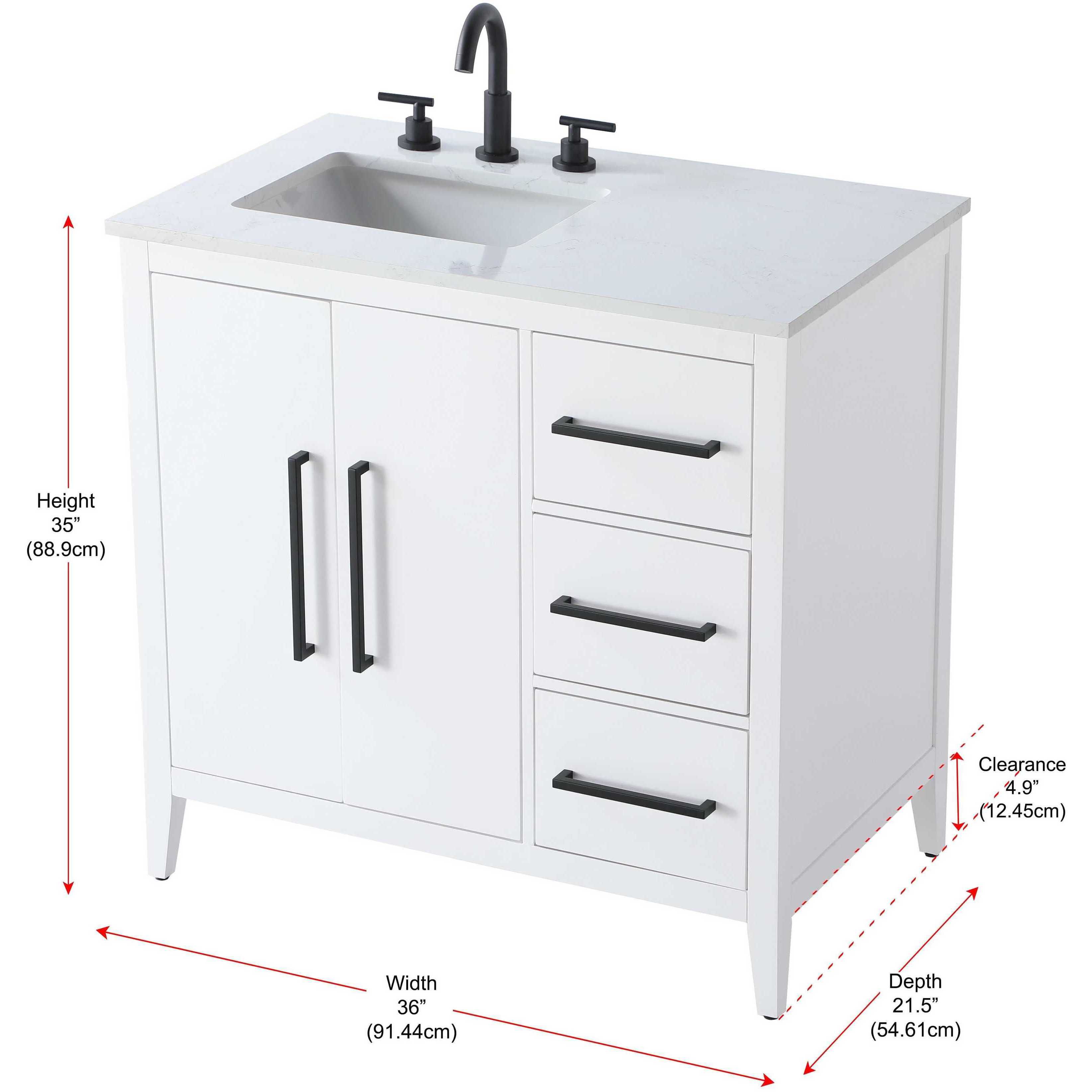 Millie 36 X 35 inch White Bathroom Vanity Cabinet