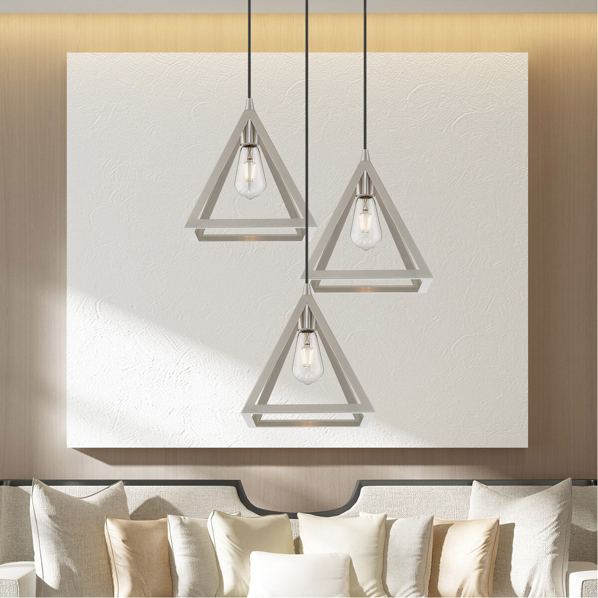 Geometric 1 Light 14 inch Brushed Nickel Mini Pendant Ceiling Light