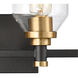 Monongahela 4 Light 28 inch Matte Black with Satin Brass Vanity Light Wall Light