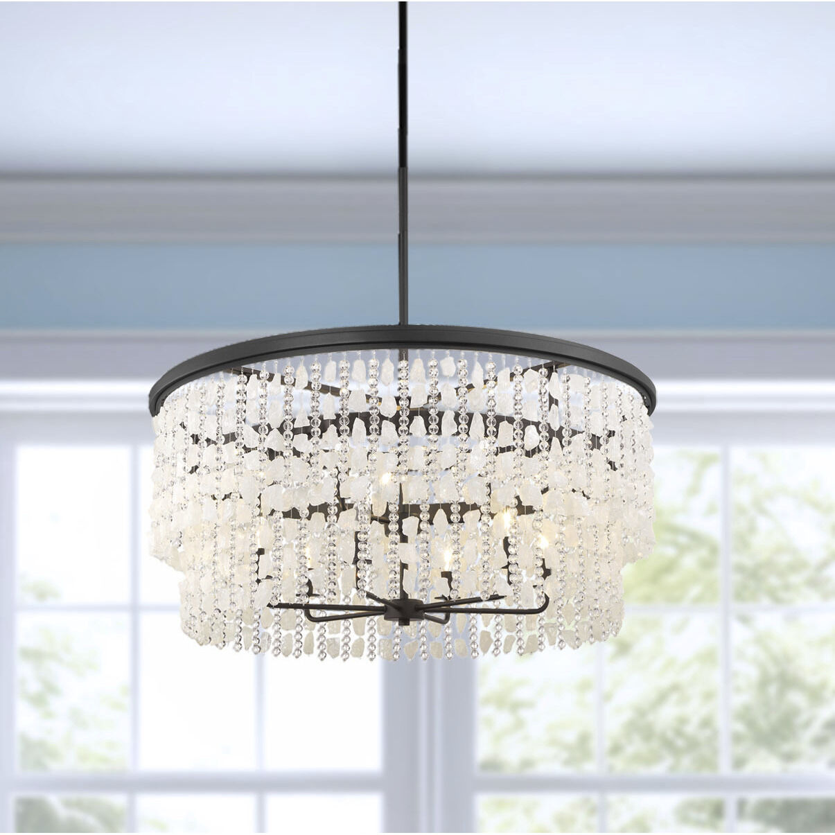 Shimmering Elegance 9 Light 36 inch Sand Coal Chandelier Ceiling Light
