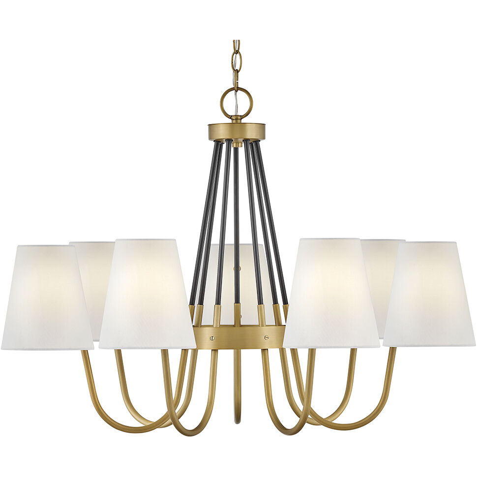 Aston 7 Light 33.25 inch Heritage Brass with Black Indoor Chandelier Ceiling Light