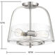 Dash 3 Light 16 inch Satin Nickel Semi-Flush Ceiling Light