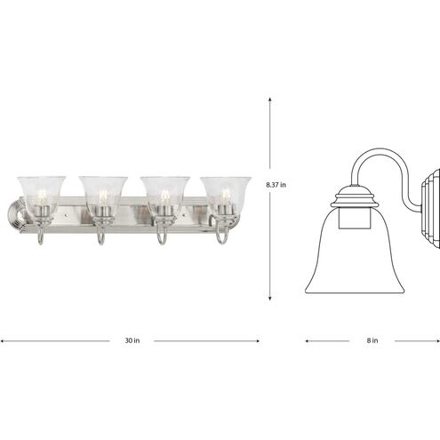 Clear Glass 4 Light 30 inch Brushed Nickel Vanity Light Wall Light