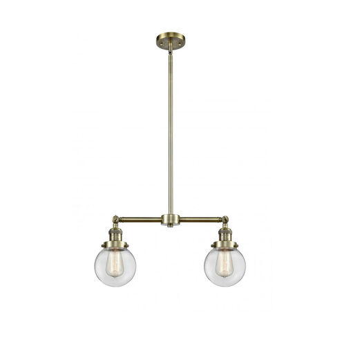 Franklin Restoration Beacon LED 23 inch Antique Brass Chandelier Ceiling Light in Clear Glass, Franklin Restoration