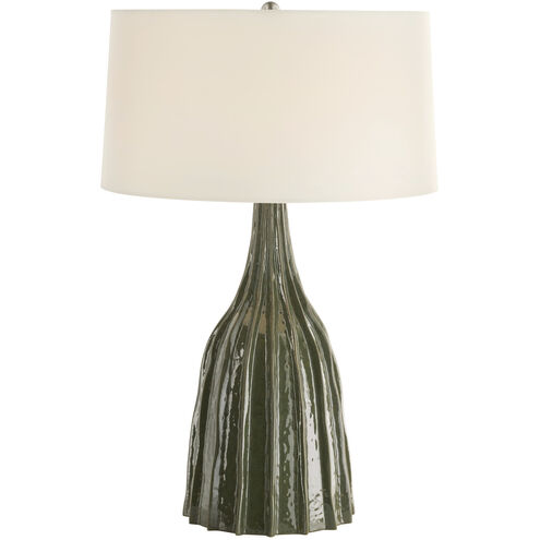 Nyla 26.5 inch 150.00 watt Dark Green Reactive and Polished Nickel Table Lamp Portable Light