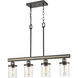 Beaufort 4 Light 30 inch Anvil Iron with Distressed Antiqued Gray Linear Chandelier Ceiling Light