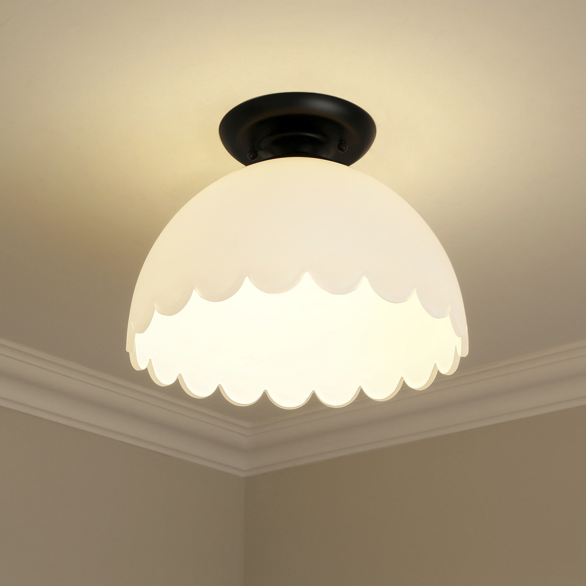 Dorinda 1 Light 12.25 inch Matte Black Semi-Flush Mount Ceiling Light