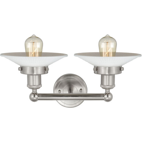Edison Athens 2 Light 15 inch Brushed Satin Nickel Bath Vanity Light Wall Light in Seedy Glass
