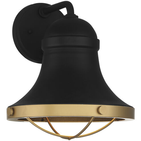 Belmont 1 Light 13 inch Textured Black with Warm Brass Accents Outdoor Wall Lantern