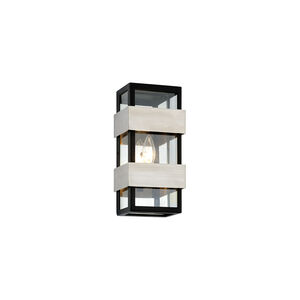Glenhurst Ave 1 Light 12 inch Black With Brushed Stainless Outdoor Wall Sconce
