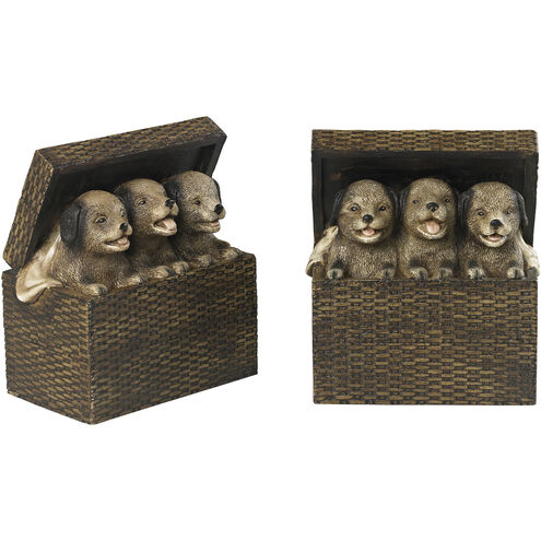 Puppy Trio 14 X 4 inch Brown with Cream and Natural Bookends
