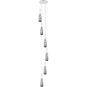 Milan 6 Light 15 inch Polished Nickel Multi Pendant Ceiling Light in Light Smoke Glass