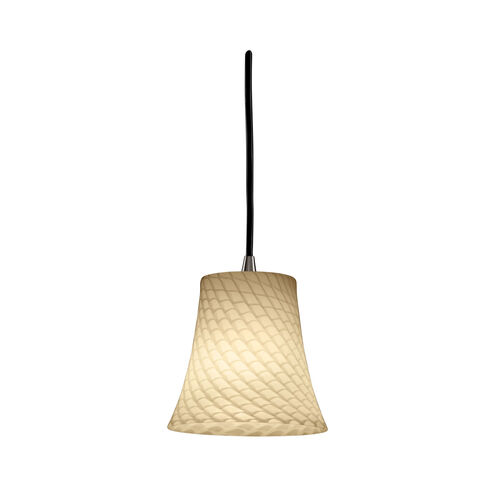 Fusion 1 Light 4 inch Antique Brass Pendant Ceiling Light in Cord, Weave, Round Flared