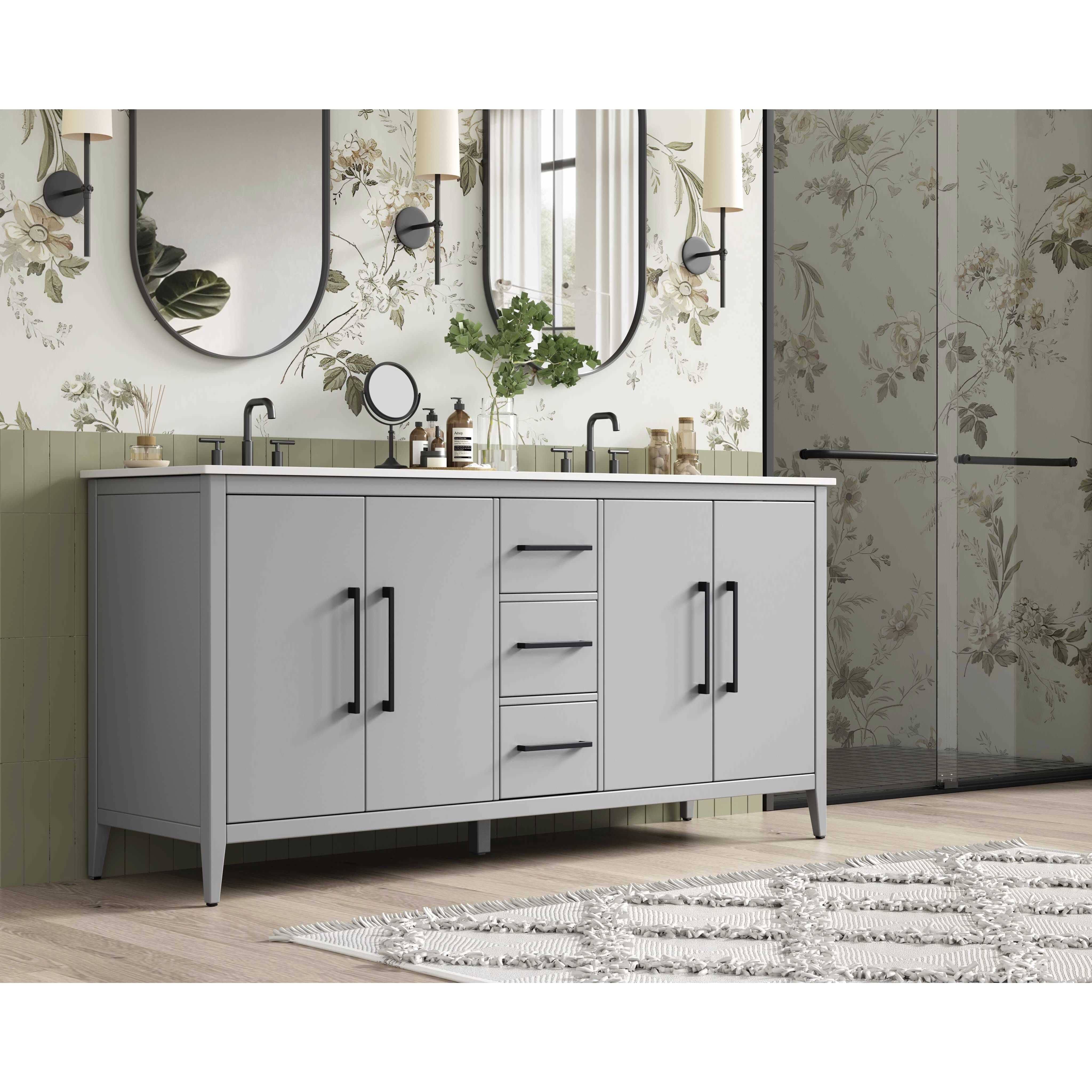 Millie 72 X 35 inch Grey Bathroom Vanity Cabinet