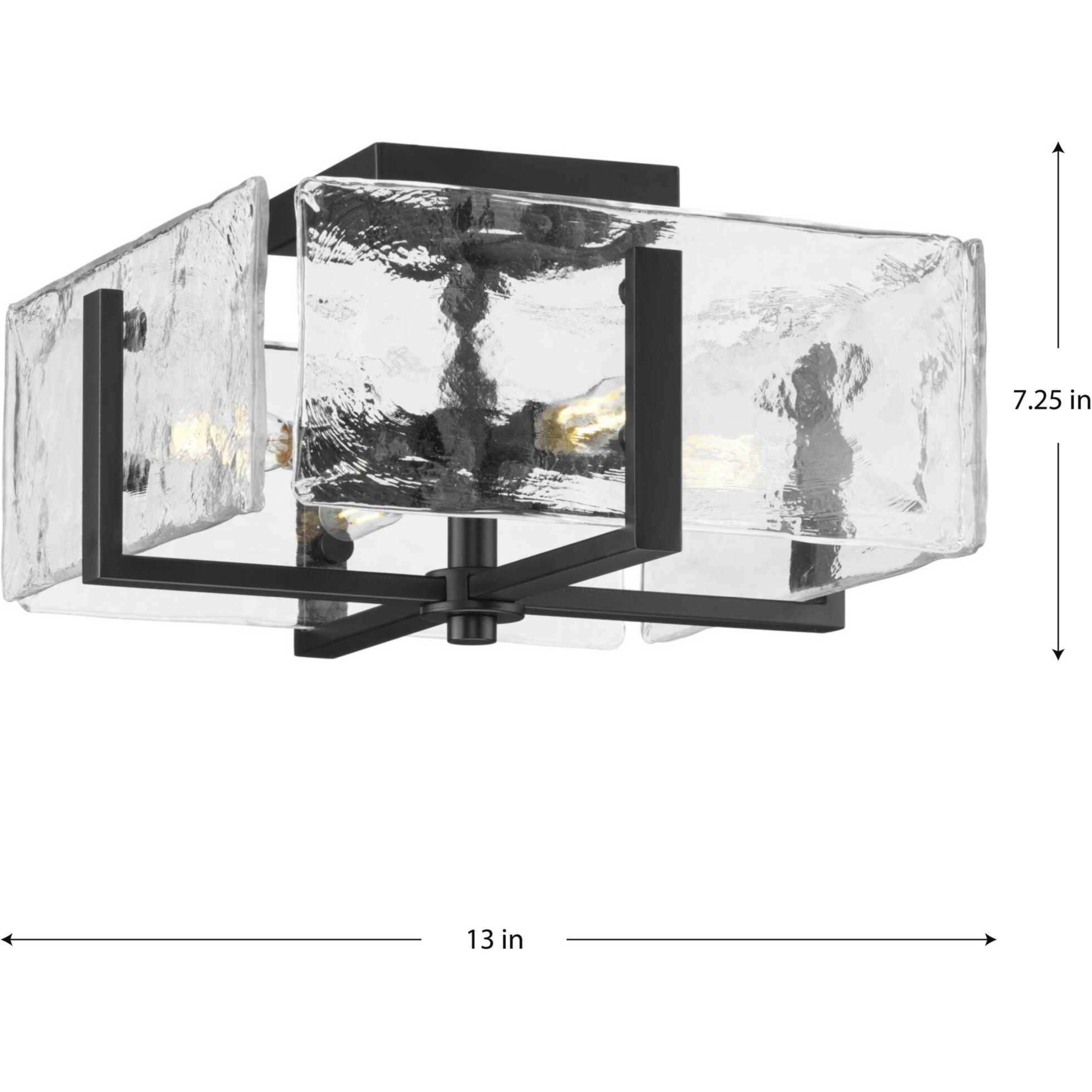 Rivera 4 Light 13 inch Matte Black Semi-Flush Mount Ceiling Light, Design Series