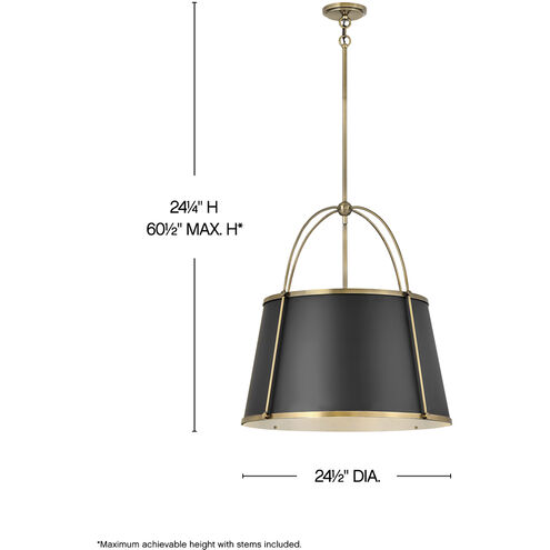 Clarke 4 Light 24.5 inch Warm Brass with Black Indoor Chandelier Ceiling Light