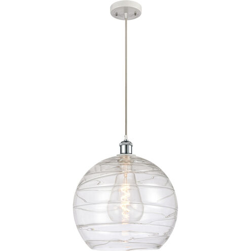 Ballston Deco Swirl 1 Light 14 inch White and Polished Chrome Pendant Ceiling Light