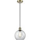 Ballston Athens LED 8 inch Antique Brass Mini Pendant Ceiling Light in Clear Glass, Ballston