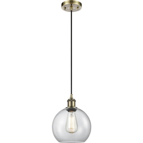 Ballston Athens LED 8 inch Antique Brass Mini Pendant Ceiling Light in Clear Glass, Ballston