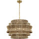 Chapman & Myers Antigua LED 30 inch Antique-Burnished Brass and Natural Abaca Drum Chandelier Ceiling Light, Medium