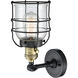 Franklin Restoration Small Bell Cage 1 Light 6 inch Black Antique Brass Sconce Wall Light in Clear Glass, Franklin Restoration