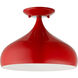 Amador 1 Light 12 inch Shiny Red with Polished Chrome Accents Semi-Flush Mount Ceiling Light